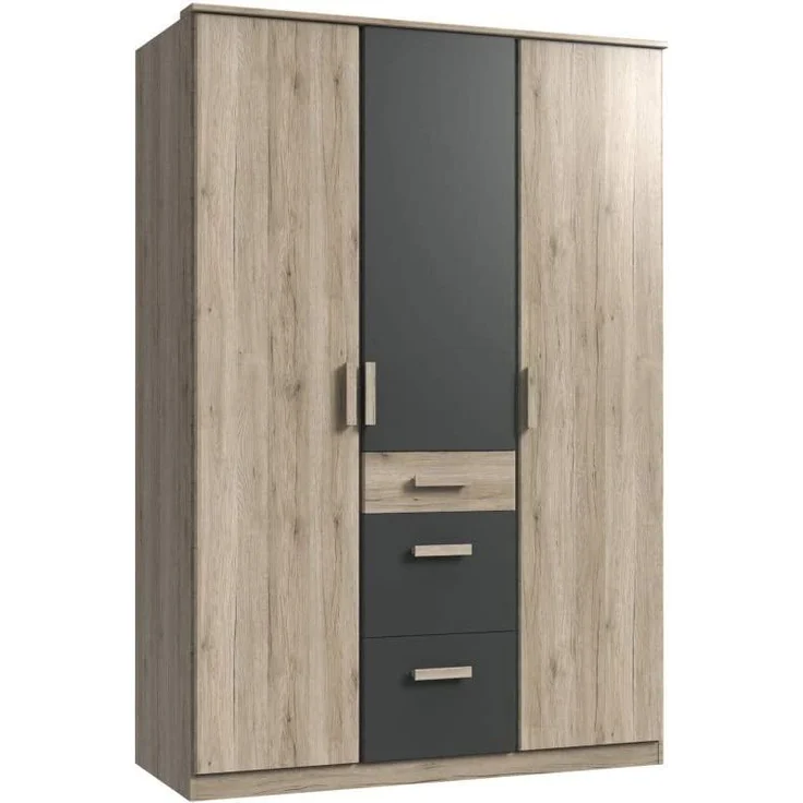 Babyzimmer Cariba 9 teiliges Kinderzimmer Komplett Set in Eiche San Remo und Graphit – Bild 3