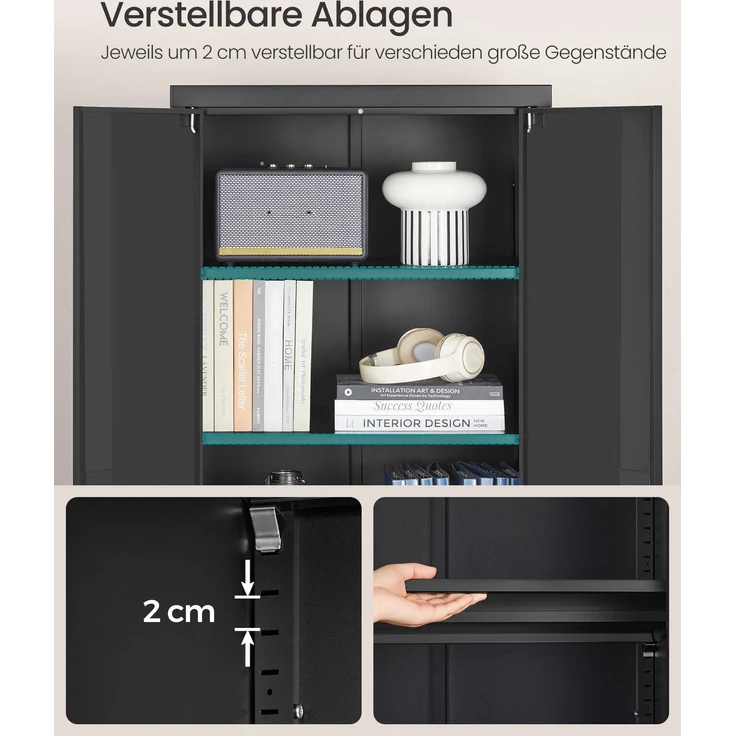 Songmics Aktenschrank mit 5 Ebenen, Stahl schwarz, 60 x 40 x 180 cm – Bild 4