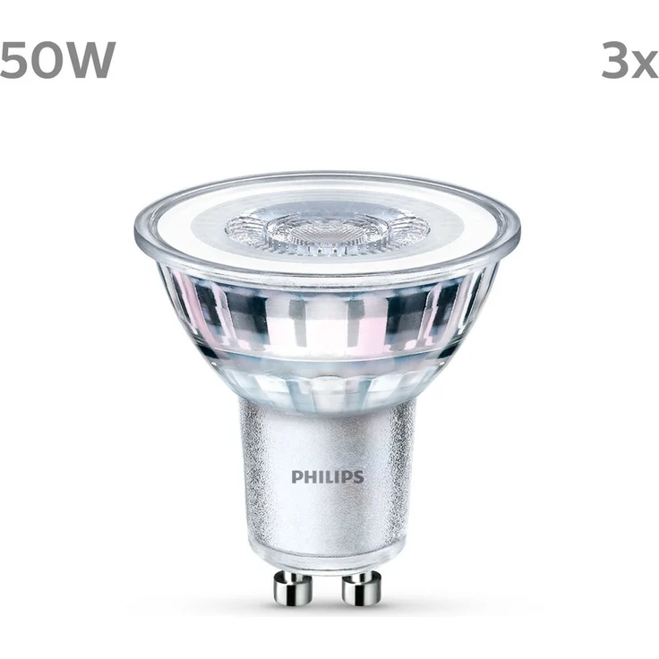 Philips LED classic Lampe 50W GU10 Warmweiß 355lm Silber 3er P – Bild 1