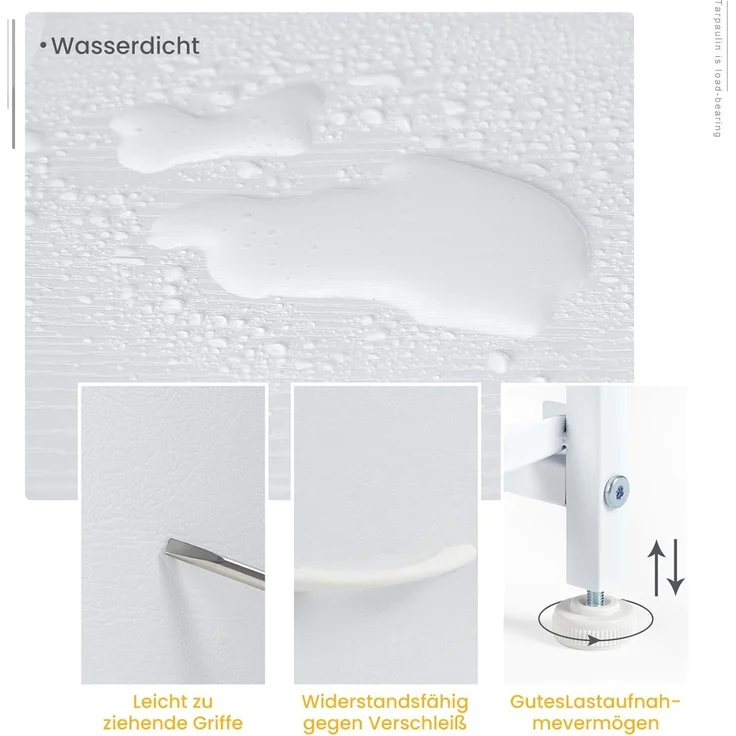 Sweetcrispy Nachttisch 2er Set, Nachttisch Beistelltisch, Stoff Schubladenschrank, Schmal Schrank, Kommode Schlafzimmer, Industrial Stil für Wohnzimmer, Kinderzimmer, Flur Aufbewahrungsschrank, weiß – Bild 6