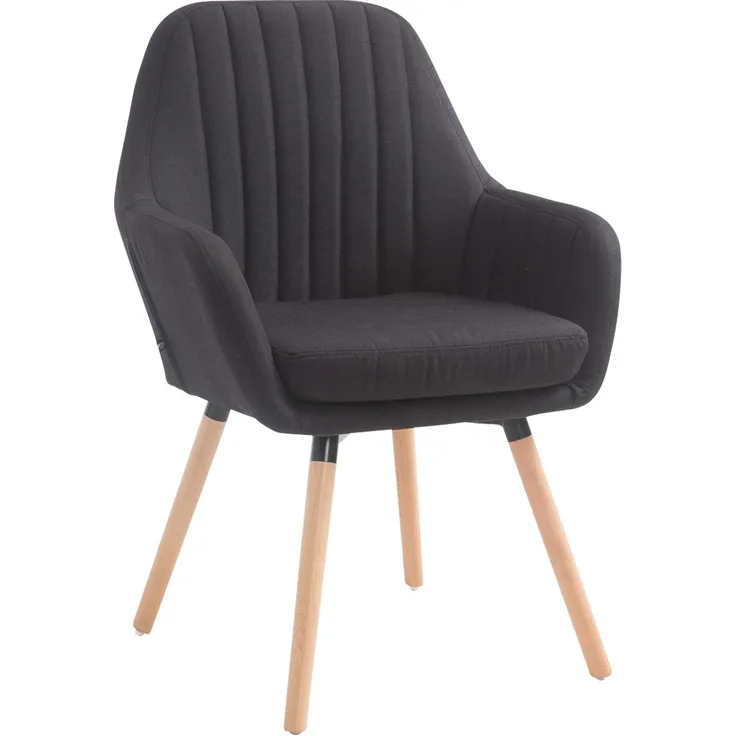 CLP Stuhl Florian Stoff mit Sitzpolster und Holzbeinen Gestell,schwarz natura