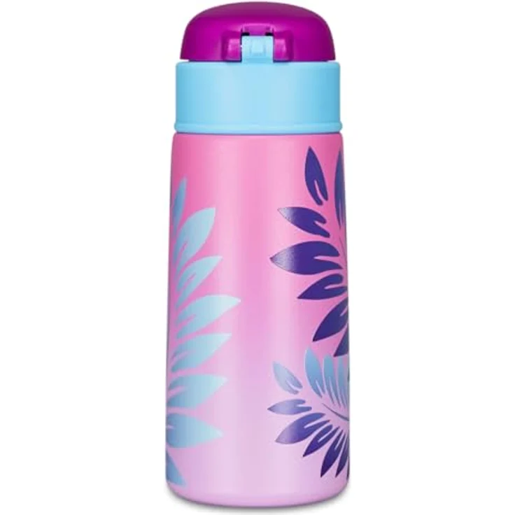 Seven Lilo & Stitch Trinkflasche, Thermosflasche, Wasserflasche, Thermosflasche aus Edelstahl, BPA-frei, 500 ml, Silikondeckel, Kinder, Jungen, Mädchen, Geschenkidee, rosa – Bild 3