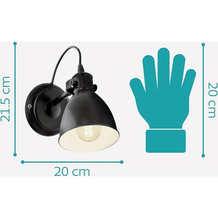 Eglo WANDLEUCHTE 1XE27 60W (PRIDDY SCHWARZ) – Bild 6