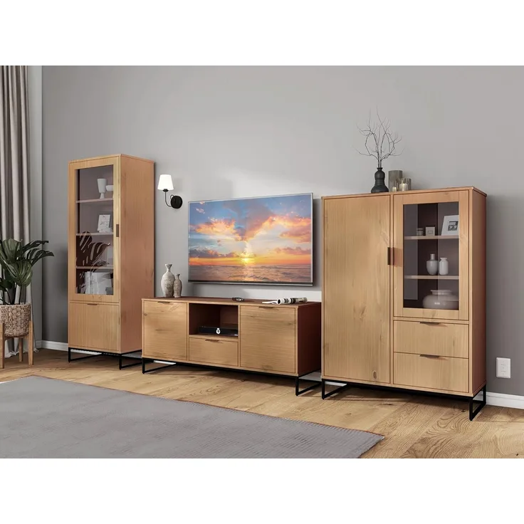 Inter Link - TV Kommode - TV Möbel - TV Konsole - TV Sideboard - 2 Türen - 1 Schublade - 1 Fach - Oak Colori - Vivo 2T1S