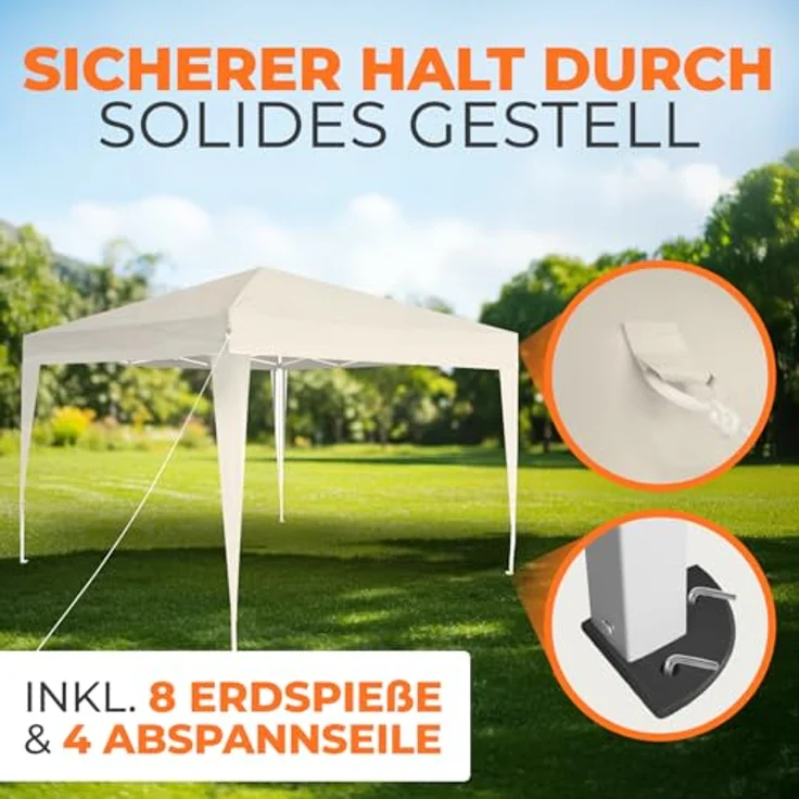Faltpavillon 3x3 m - wasserdicht - ohne Seitenteile, champagner – Bild 6