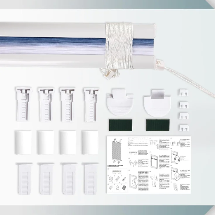 Plissee mit Farbverlauf 85x130 cm(BxH) Blau-Weiß plissees klemmfix ohne Bohen Blickdicht Faltrollo Lichtdurchlässig Rollos für Fenster ohne Bohren – Bild 8