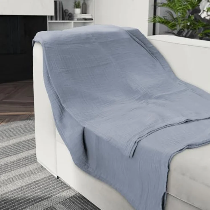 Sleezzz® Musselin Decke blau 150 x 200 cm – Bild 3