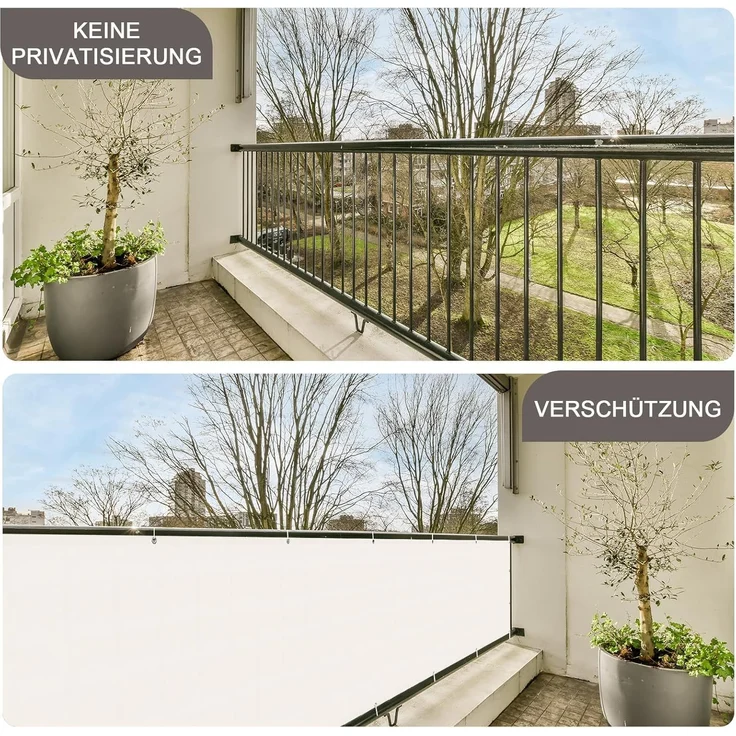 SUNNY GUARD Balkon Sichtschutz 90x300 cm Balkonabdeckung PES UV-Schutz Balkonverkleidung wetterfester,mit Kabelbinder,Cremeweiß – Bild 5