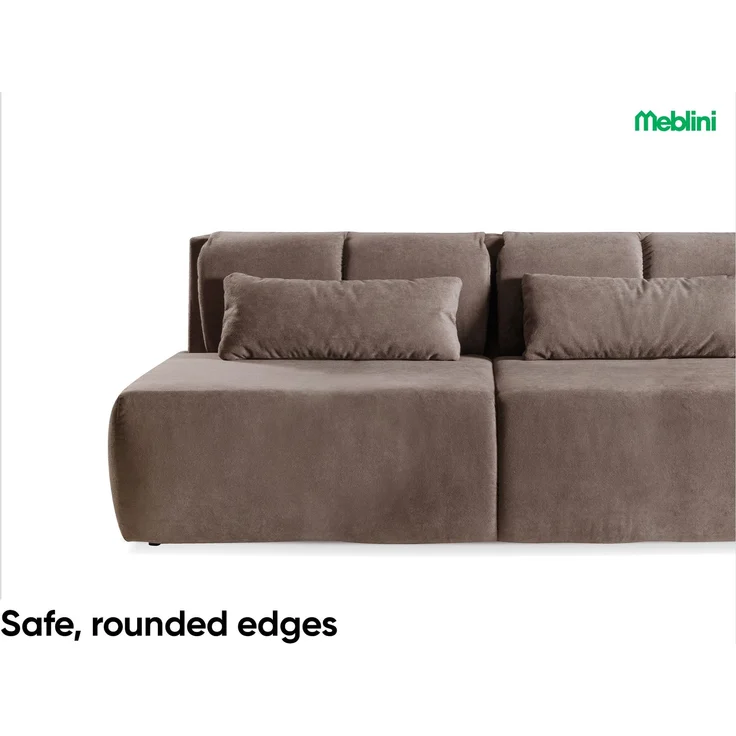 MEBLINI Sofa mit Schlaffunktion – TERIVA – 206x91x82cm – Braun Plüsch – Schlafcouch Ausziehbar - Schlafsofa mit Bettkasten - Sofabett - Couch mit Schlaffunktion – Klappsofa – Bild 3