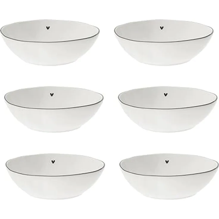 Bastion Collections Müslischale Schwarzes Herz, Keramik, Spülmaschinengeeignet, Weiß, Motiv: schwarzes Herz, Höhe: 5cm