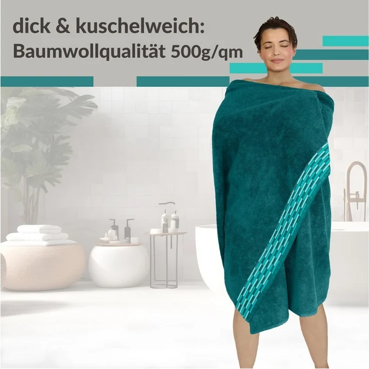 Lashuma Saunatuch - Badetuch aus 100% Baumwolle für Damen & Herren 100x200 cm, Frottee, 80x200 und 90x180 cm – Bild 4
