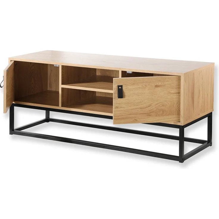 Casâme TV-Möbel Eiche Dekor 2 Türen und zentrale Ablage - L120 cm - Dunkles Holz – Bild 7
