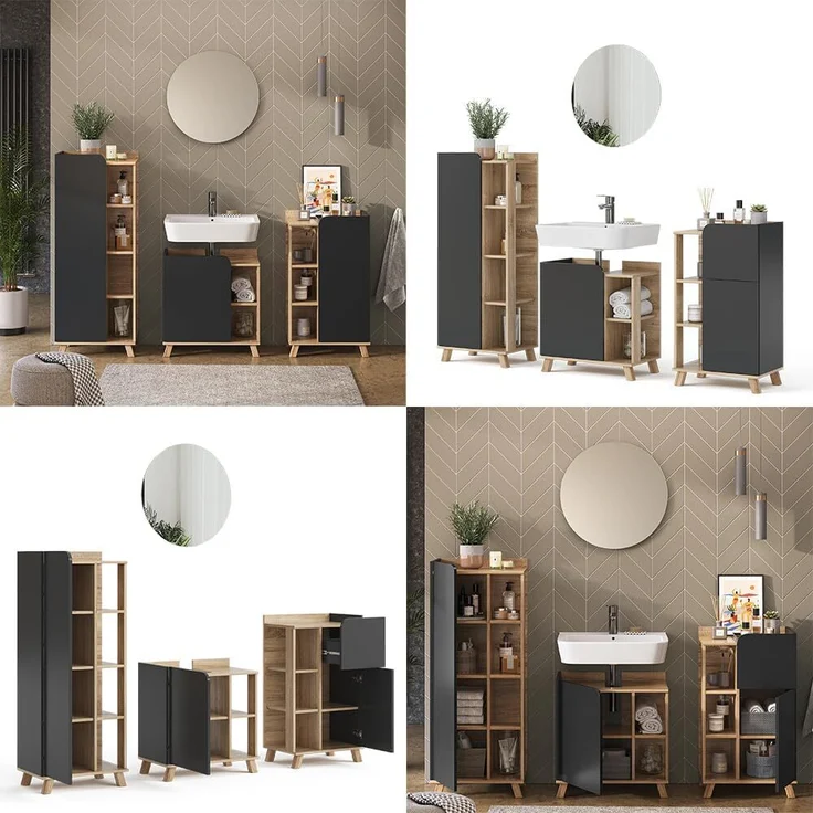 Badmöbel-Set Karen Sonoma/Anthrazit 4 Teile Vicco – Bild 8