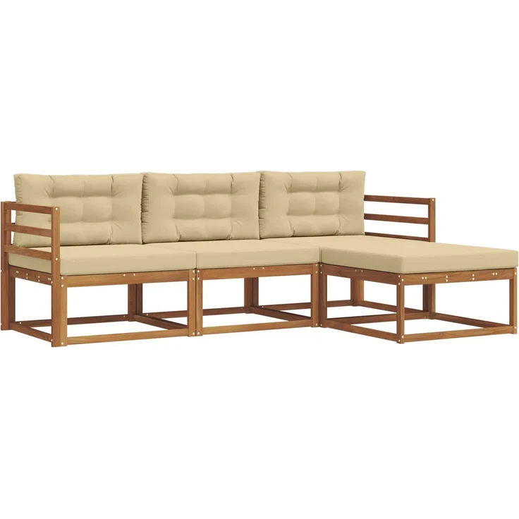 vidaXL Outdoor-Sofagarnitur 4 stk. 4-Sitzer Natur und Beige 3367391 – Bild 2
