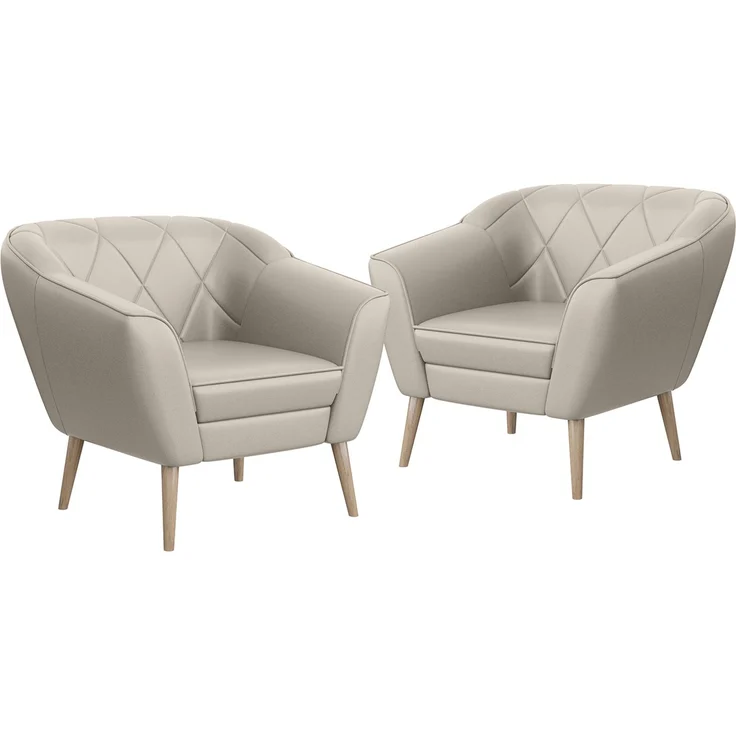 MEBLINI Sessel-Set GISELA 1+1 - Beige Kunstleder - für Wohnzimmer - Mini Lounge für zwei Personen - Sitzgarnitur - Polstergarnitur – Bild 1