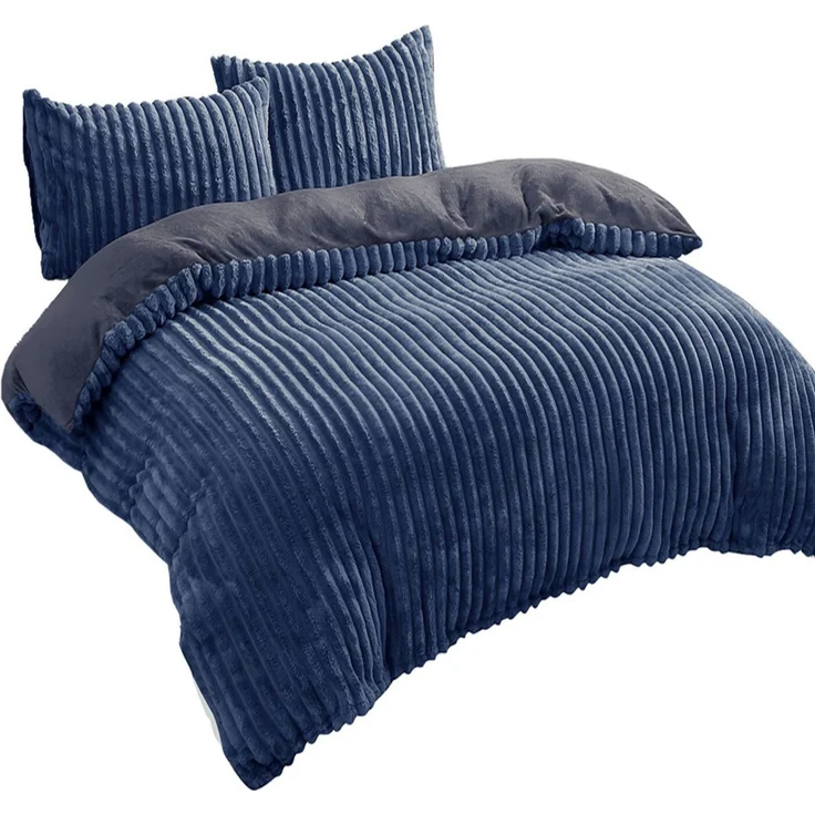 Visaggio Bettwäsche Teddyplüsch Winter Bettbezug Cord Optik, Fleece, 4 teilig, extra warm und kuschelig, Winterbettwäsche Cashmere Touch – Bild 1