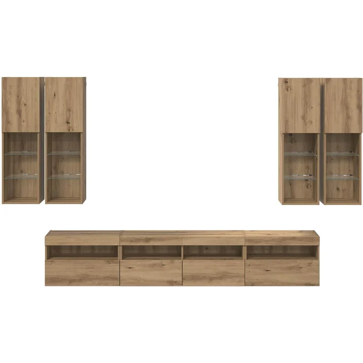 vidaXL TV-Wandschrank-Set mit LED-Lichtern mit LED 7 pcs Artisan-Eiche 3402795 – Bild 9
