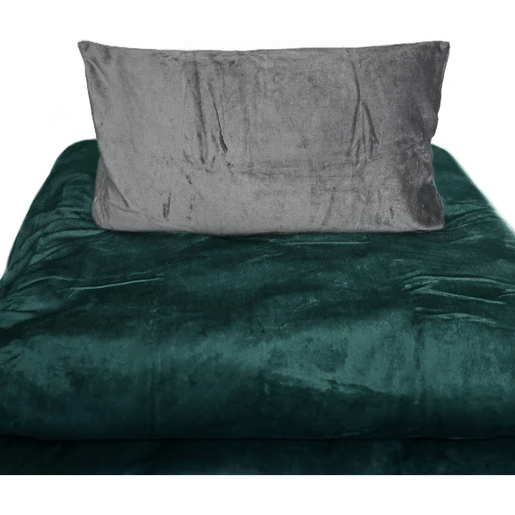 Moderne Plüschbettwäsche mit Reißverschluss - einfarbig, wendbar & warmhaltend Grün 200x200cm + 2x 80x80cm Kissenbezug – Bild 2