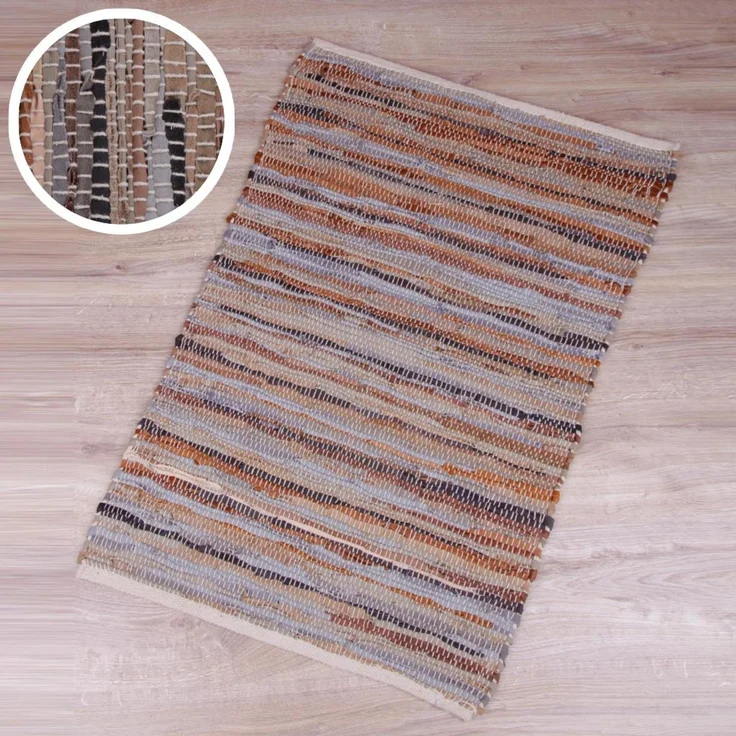 Flickenteppiche Leder 90x150cm braun – Bild 9