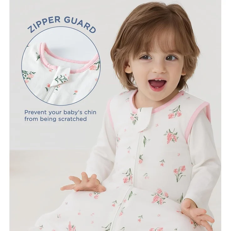 Duomiaomiao Baby-Schlafsack, 1,5 Tog, 100 % Baumwolle, für vier Jahreszeiten, tragbar, atmungsaktiv, bequem – Bild 3