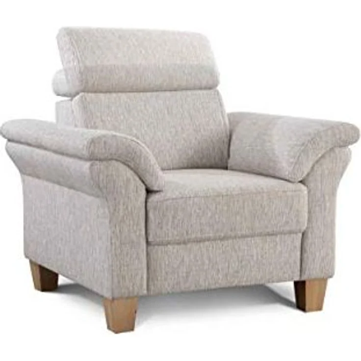 Cavadore Sessel Ammerland inkl. Federkern und Kopfteilverstellung / Großer Polstersessel im Landhausstil / Passend zur Sofagarnitur Ammerland / 101 x 84 x 93 / Strukturstoff natur – Bild 5