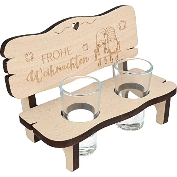 Spruchreif® Schnapsglas Schnapsbank mit Gravur, Frohe Weihnachten und ein gutes Neues Jahr – Bild 1