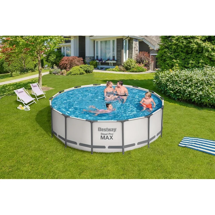 Steel Pro MAX™ Solo Pool ohne Zubehör Ø 427x122 cm, lichtgrau, rund – Bild 2