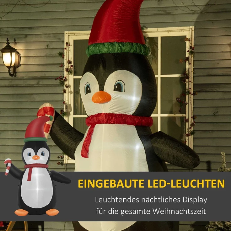 HOMCOM Aufblasbar Weihnachtsdeko, Polyester, Mehrfarbig, 162L x 100B x 250H cm – Bild 4