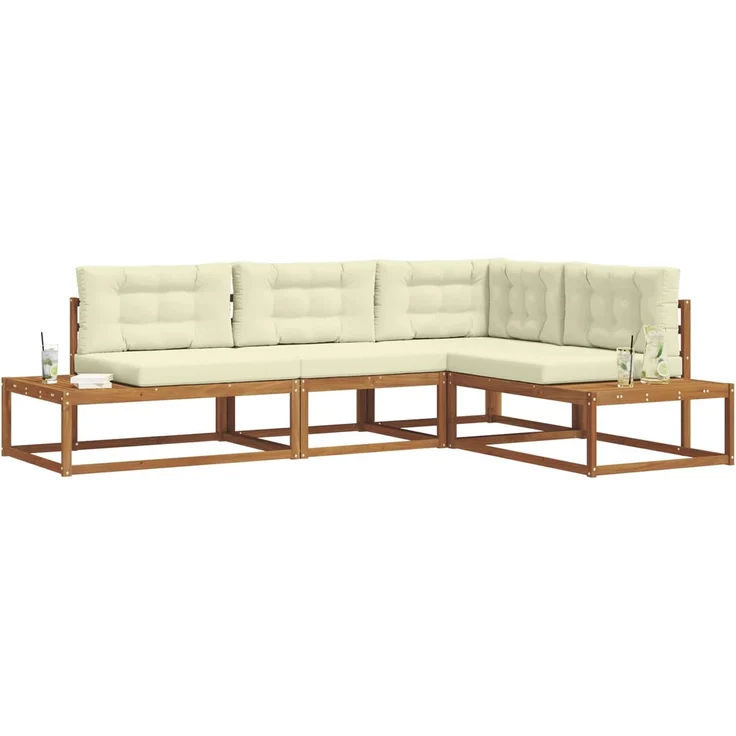vidaXL Outdoor-Sofagarnitur 4 stk. 4-Sitzer Natur und Creme 3368133 – Bild 3
