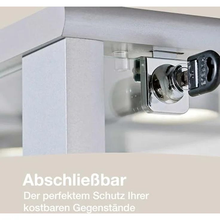 K-Möbel Glasvitrine Sonoma Eiche, Rechteckig mit 4 Fächern, 37x176x33 cm, modernes Design für Wohnzimmer und Wohnwände – Bild 8