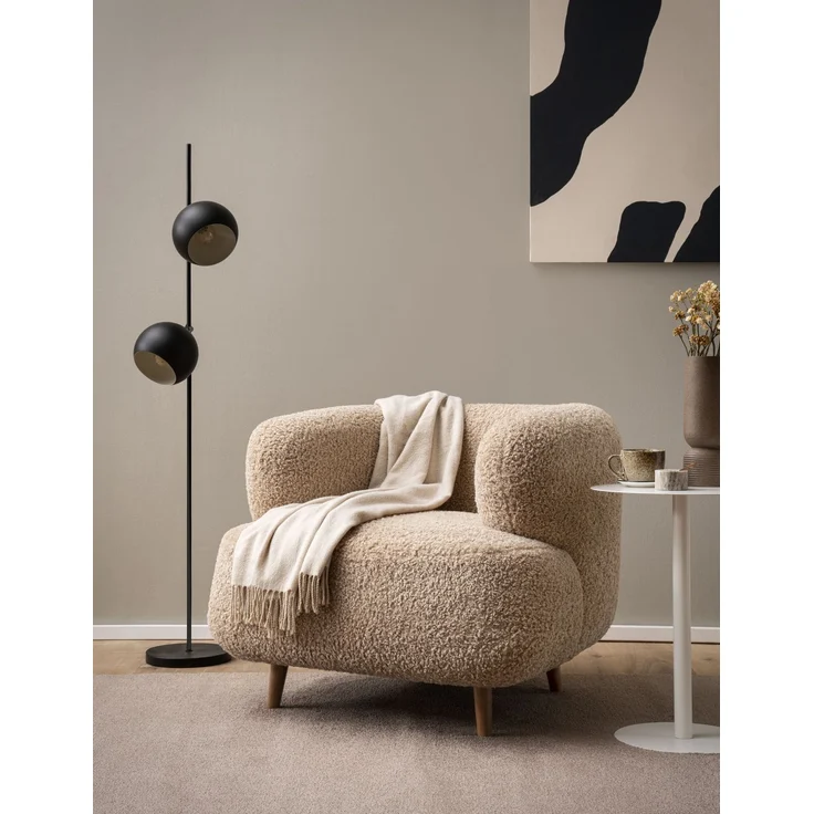 DOMO. collection Sessel 800 014, Polstersessel in organischer Form mit Taschenfederkern, gepolsterte Rückenlehne, Holzfüße, Armsessel, Cocktailsessel, Loungesessel, 90 x 86 x 73 cm (BxTxH), beige – Bild 1