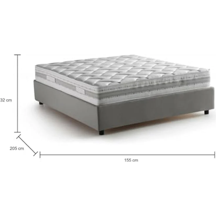 Talamo Italia - Doppelbett Adele, Stoffbett mit Stauraum, Frontöffnung, inklusive Matratze 140 x 190 cm, 100 % Made in Italy, Grau – Bild 2