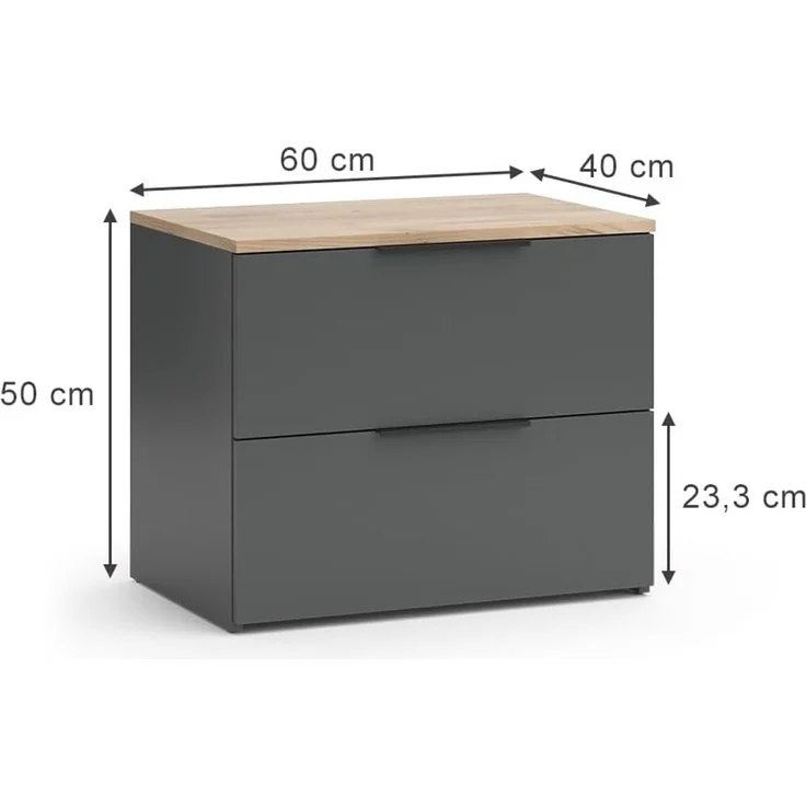 Sideboard Wido Anthrazit 60 x 50 cm mit 2 Schubladen Vicco – Bild 3