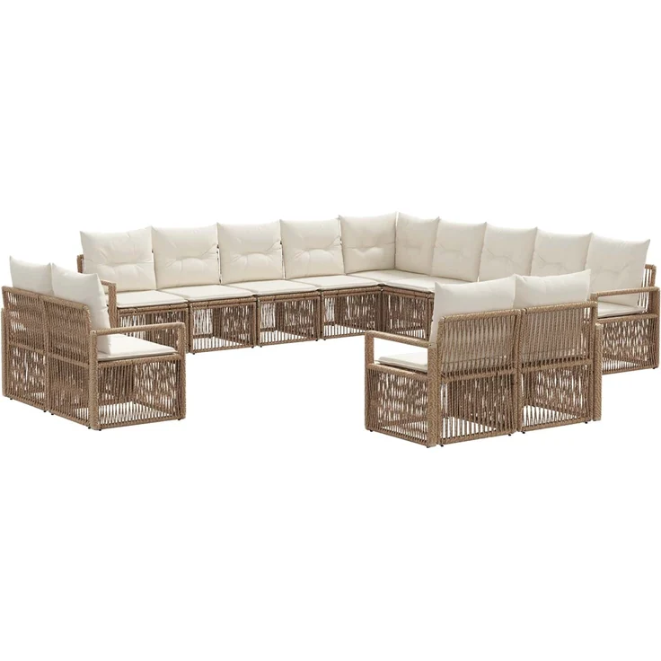 vidaXL Gartensofa-set 13 stk. Beige Poly-Rattan 3435894 – Bild 2