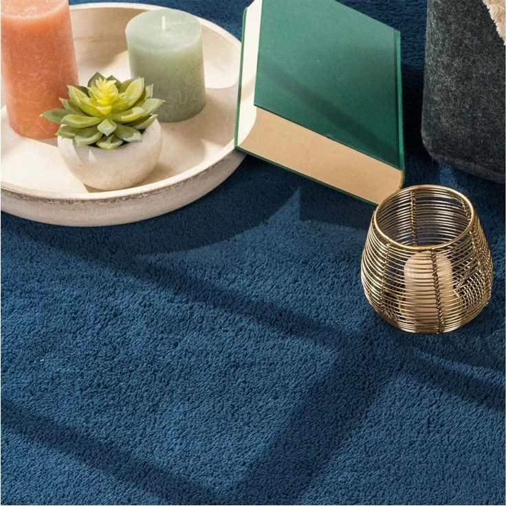 TaraCarpet Teppich Supersoft Kurzflorteppich Fiona Uni, rechteckig, Höhe: 14 mm, Wohnzimmer, Schlafzimmer, Esszimmer, Fiona blau 50x80 – Bild 2