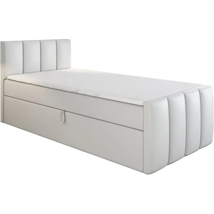 A&J MöbelLand GmbH Boxspringbett Einzelbett FUNI mit Bettkasten, Topper und gepolstertem Kopfteil. (Boxspringbett mit Bettkasten und gepolstertem Kopfteil. Inclusive Topper !, TOP ANGEBOT), Länge 216 cm Höhe 106 cm