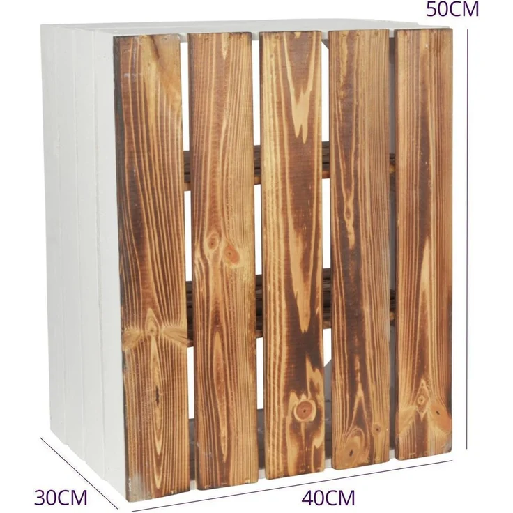 CHICCIE 2 Set Holzkiste Grete Geflammt Weiß - 2x Kurzes Regal Obstkiste Dekokiste Weinkiste – Bild 2