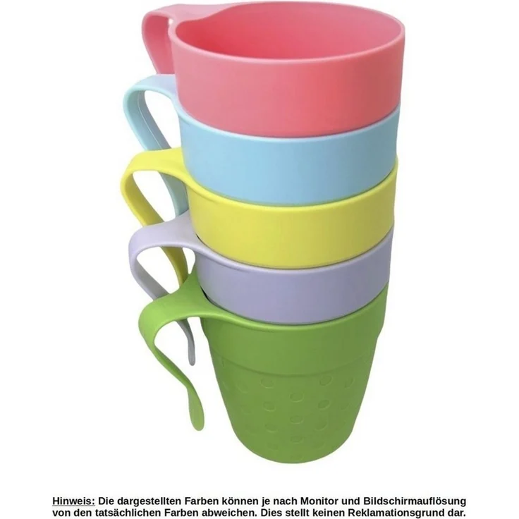 Engelland Kinderbecher Plastikbecher mit Henkel, 5-tlg, Kunststoff, BPA-frei, mit Henkel, bunte Mischung, 0,33 Liter