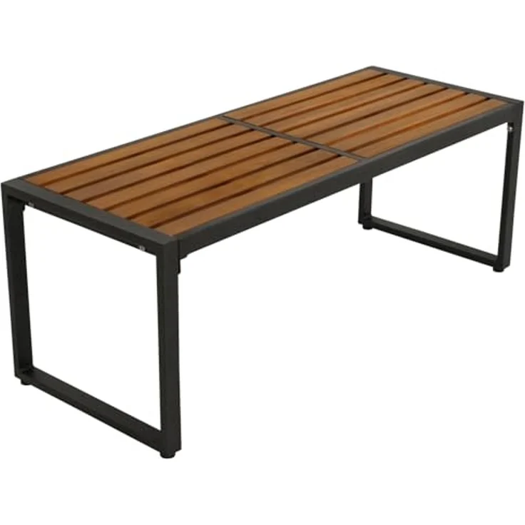 DEGAMO RAGUSA Hockerbank, Metall + Akazie, anthrazit/braun, 2-sitzer 123cm – Bild 3