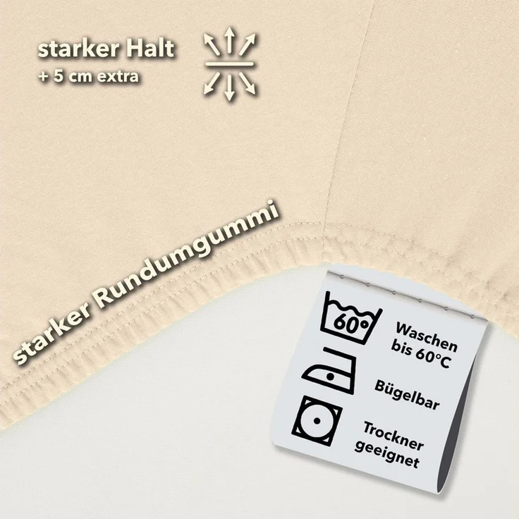 STUDIO Basic Spannbettlaken 100x200 cm, 100% gekämmte Baumwolle, Oeko-TEX 100, Markenqualität, Bettlaken Spannbetttuch Jersey 100x200 - Creme – Bild 2