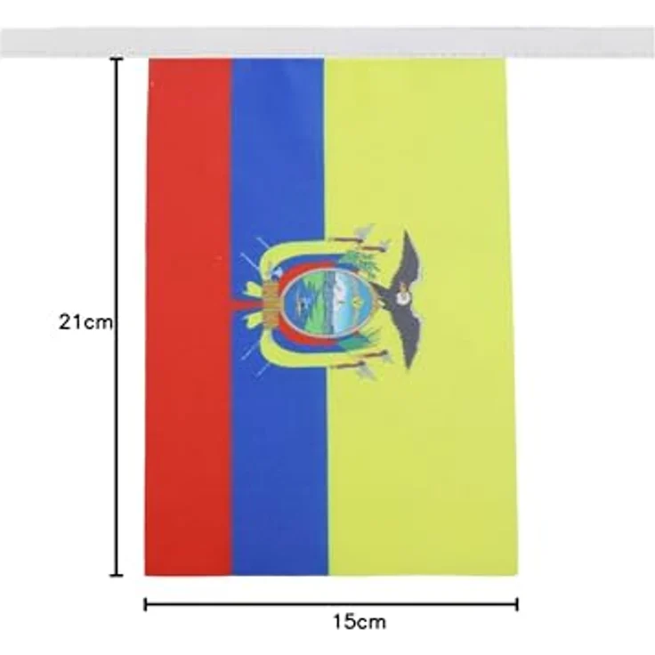 AZ FLAG - Fahnenkette Ecuador 6 Meter Mit 20 Flaggen - 21x14 cm - Ekuadorianische Girlande Flaggenkette 14 x 21 cm – Bild 8