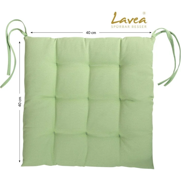 Lavea Stuhlkissen MONACO - weich gepolsterten Sitzkissen Set (4er & 8er), 40x40x3 cm, mit Stoffbändern, Indoor & Outdoor, für Garten & Balkon – Bild 3