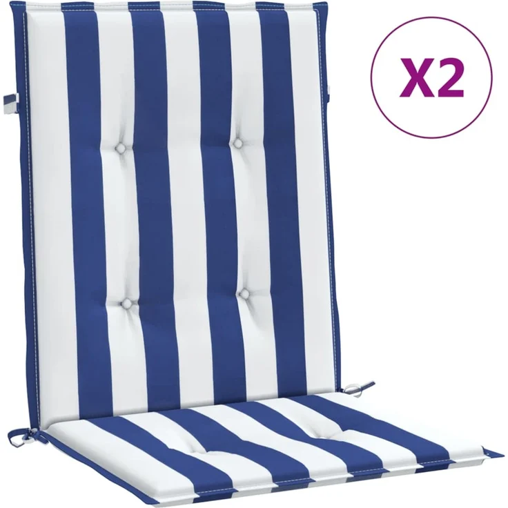 vidaXL Niedriglehner-Auflagen 2 Stk. Blau & Weiß Gestreift Stoff 361319 – Bild 2