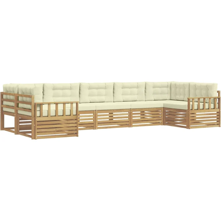 vidaXL Outdoor-Sofagarnitur 7 stk. 7-Sitzer Weiß und Creme 3391075 – Bild 2