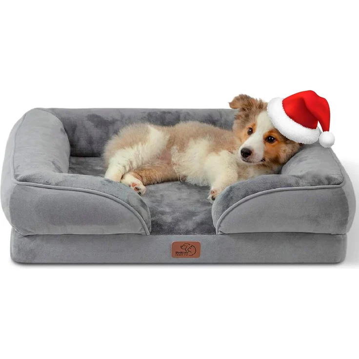 BEDSURE orthopädisches Hundebett Ergonomisches Hundesofa - 71x58 cm Hundecouch mit eierförmiger Kistenschaum für kleine Hunde, waschbar rutschfest Hundebetten, grau – Bild 1