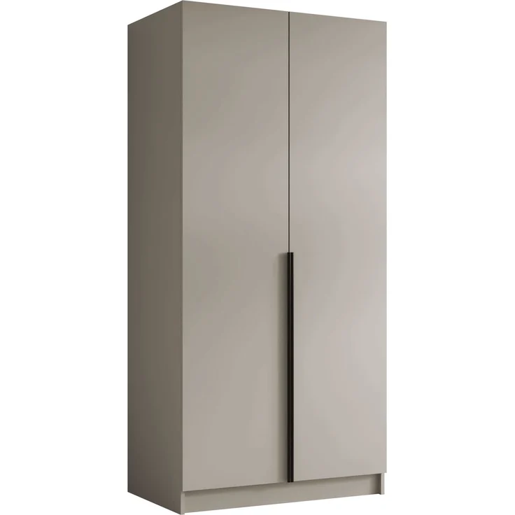 Drehtürenschrank Borton I, Kleiderschrank mit 2 Türen, Farbe: Cashmere + Schwarz, 100 x 215 x 58 cm – Bild 1