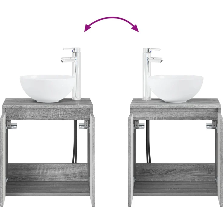 vidaXL Badezimmerschrank-Set 2 stk. Grau Sonoma 79,5 x 35 x 80 cm 3404030 – Bild 9