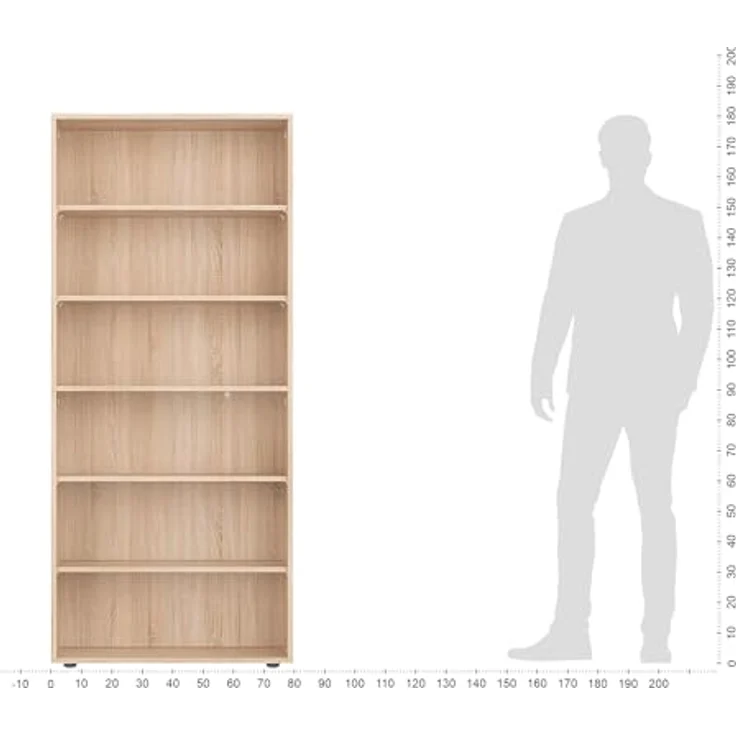 KOMTO Bücherregal Lumo 80 cm breit Regal mit 3, 4, 6 Ebenen und Höhenverstellbare Regale, Aufbewahrungsregal Bookshelf Weiß – Bild 9