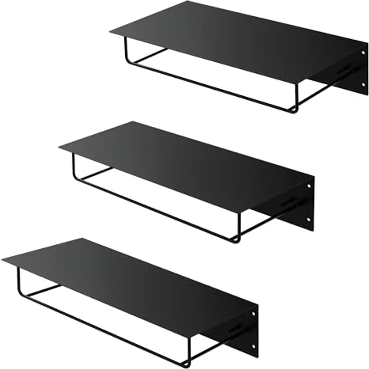 ML-DESIGN Kleiderstange, Wandgarderobe aus Metall, Schwarz, 30x15x60 cm mit Hutablage und 5 Jackenaufhängern