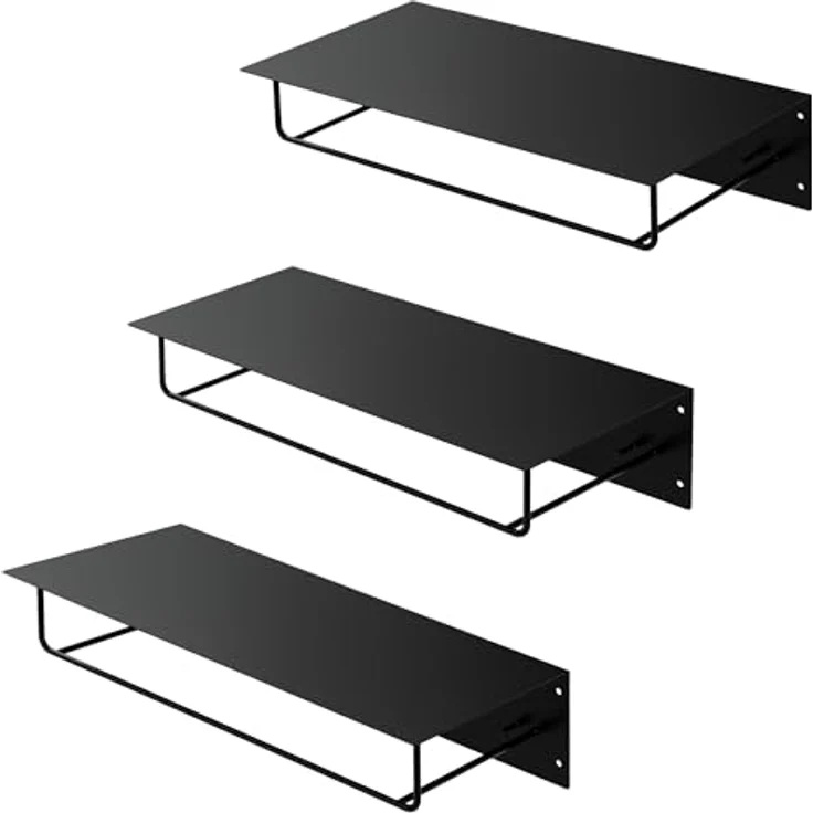 ML-DESIGN Kleiderstange, Wandgarderobe aus Metall, Schwarz, 30x15x60 cm mit Hutablage und 5 Jackenaufhängern – Bild 1